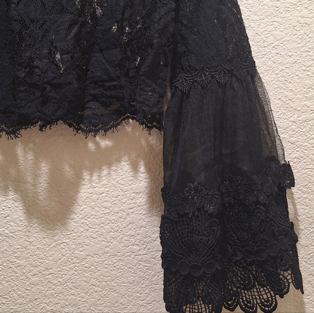 Elegant Black Lace Women's Top - Picture 3 of 4